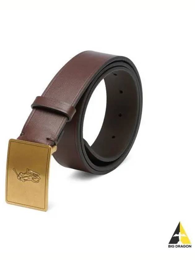 Pony Plaque Leather Belt Brown - POLO RALPH LAUREN - BALAAN 1