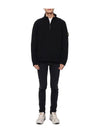 Wappen Patch Lambswool Half-Zip Knit Top Black - STONE ISLAND - BALAAN 4