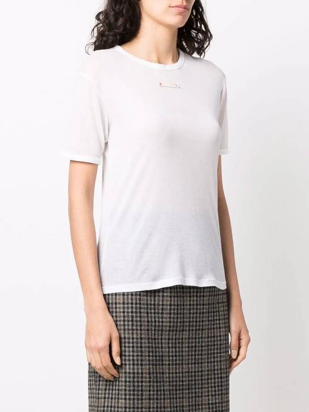 Women's Stitch Lightweight Round Neck Silk Knit Top White - MAISON MARGIELA - BALAAN 4