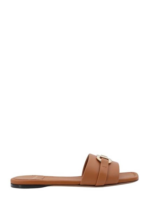 Gancini Ornament Flat Slide Brown - SALVATORE FERRAGAMO - BALAAN 1