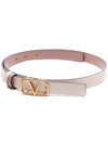 V Logo Signature Leather Belt Rose Canel - VALENTINO - BALAAN 5