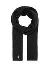 Embroidered Pony Cable Knit Scarf Black - POLO RALPH LAUREN - BALAAN 2