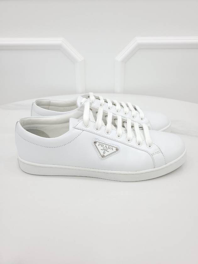 Triangular logo white sneakers 7 5 - PRADA - BALAAN 5