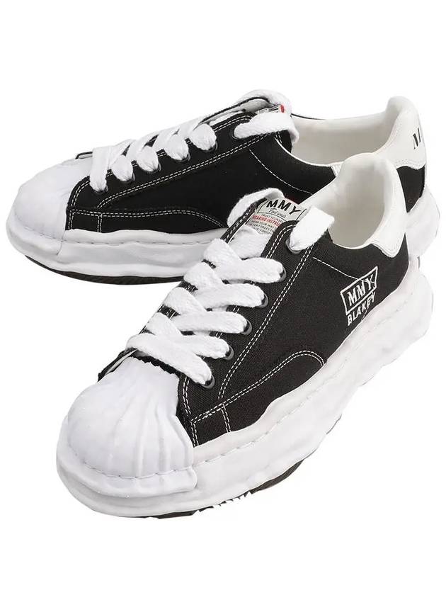 Blakey OG Sole Canvas Low Top Sneakers Black White - MAISON MIHARA YASUHIRO - BALAAN 3