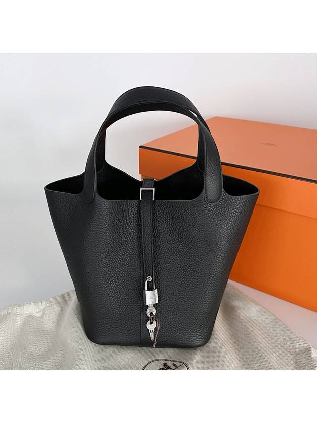 Picotin Lock 22 Palladium Tote Bag Noir - HERMES - BALAAN 3