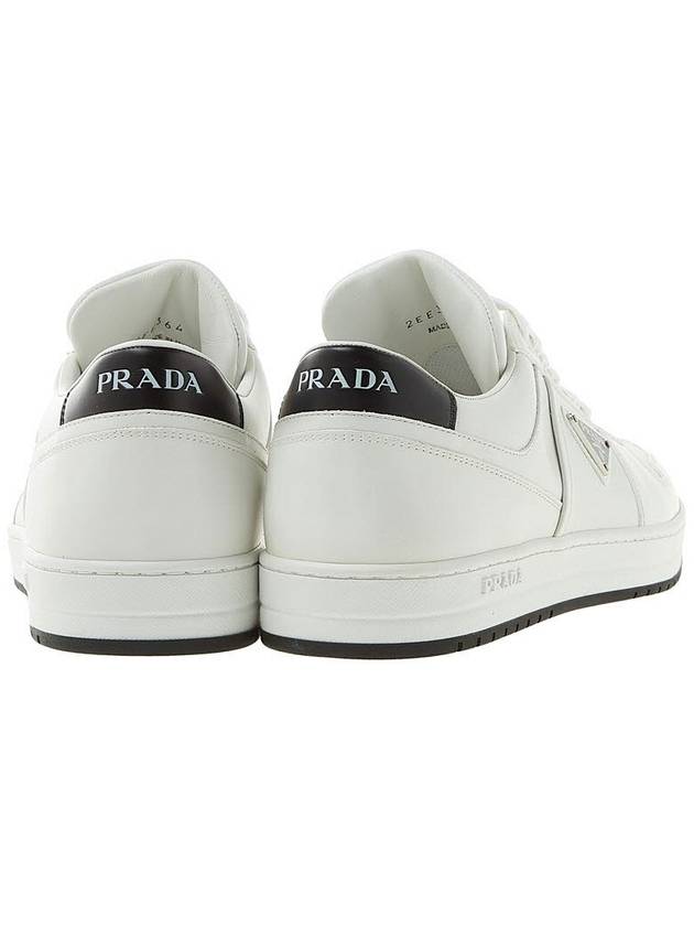 Downtown Triagle Logo Leather Low Top Sneakers White - PRADA - BALAAN 5