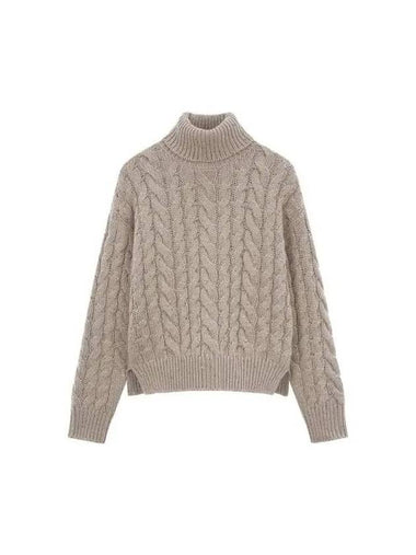 Women s Cable Knit Turtleneck Pullover Dark Brown 270954 - BRUNELLO CUCINELLI - BALAAN 1