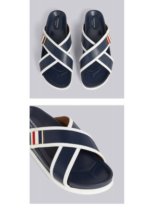 Three Stripes Buckle Cross Sandals Navy - THOM BROWNE - BALAAN 6