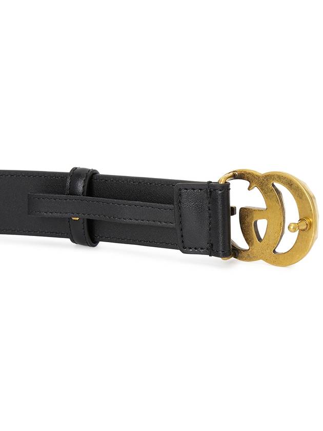 GG Marmont Leather Belt Black - GUCCI - BALAAN 5