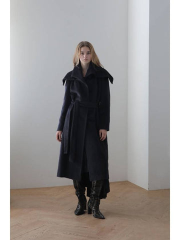 loose fit wide collar Suri alpaca long coat - CAHIERS - BALAAN 1