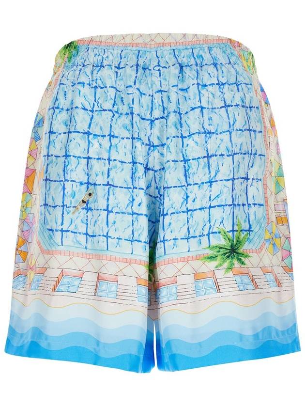 Light Blue Shorts With All-Over Graphic Print In Silk Man - CASABLANCA - BALAAN 6