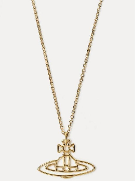 thin line short flat ORB pendant necklace gold - VIVIENNE WESTWOOD - BALAAN.