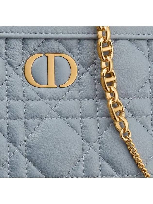 Caro Supple Cannage Calfskin Chain Zipper Cross Pouch Bag Cloud Blue - DIOR - BALAAN 7