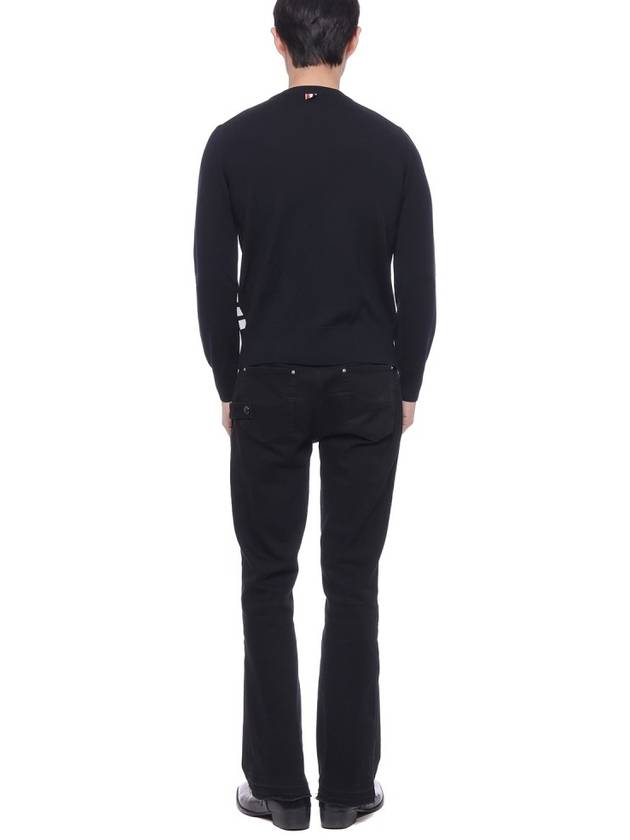 Diagonal Striped Merino Wool Pocket Pullover Knit Top Navy - THOM BROWNE - BALAAN 6