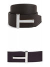 Men's T Logo Reversible Leather Belt Brown - TOM FORD - BALAAN 5