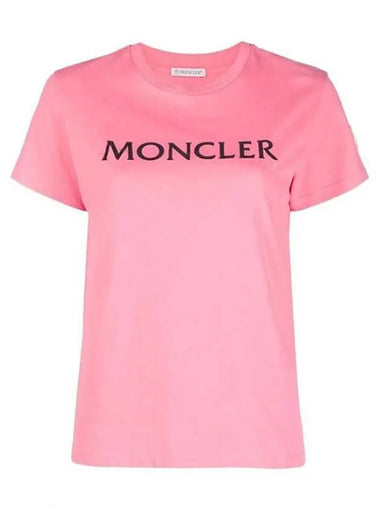 Women's Logo Patch Short Sleeve TShirt Pink 8C00012 829HP 539 - MONCLER - BALAAN 1