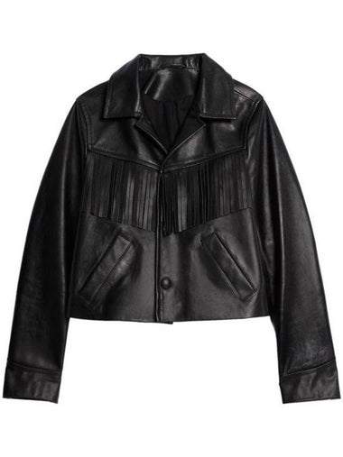 Biker Leather Jacket Black - AMI - BALAAN 1