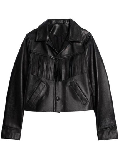 Biker Leather Jacket Black - AMI - BALAAN 2