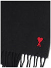 Small Heart Logo Wool Scarf Black - AMI - BALAAN 5