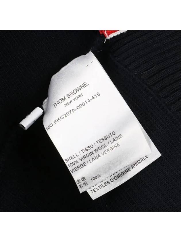 Milano Stitch 4 Bar Classic V Neck Fine Merino Wool Cardigan Navy - THOM BROWNE - BALAAN 8