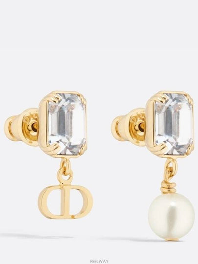 Petit CD Earrings Gold Finish Metal White Resin Pearl - DIOR - BALAAN 2