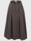 Urbane Pleated Belt Set Long A-Line Skirt Brown - MICANE - BALAAN 7