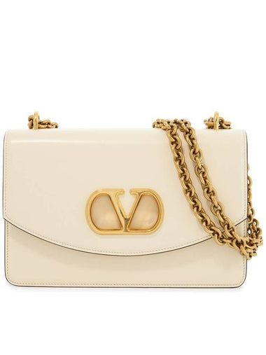 borsa a spalla in pelle butter white con tracolla catena - VALENTINO - BALAAN 1