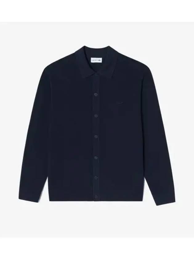 Men's Shirt Collar Cardigan Navy - LACOSTE - BALAAN 2