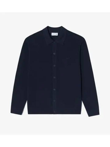 Men s Shirt Collar Cardigan Navy - LACOSTE - BALAAN 1