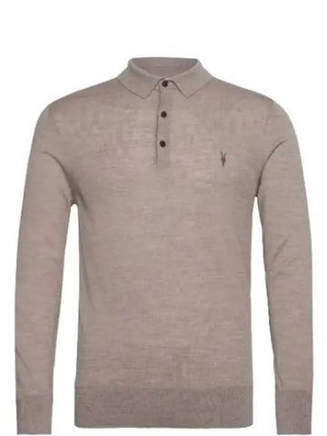 Men s Collar Long Sleeve T Shirt MK005D STONE TAUPE MARL - ALLSAINTS - BALAAN 1