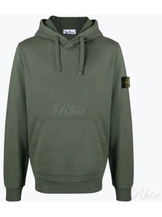 Logo Patch Drawstring Hoodie Dark Green - STONE ISLAND - BALAAN 2