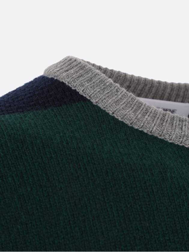 Rugby Stripe Merino 4 Bar Crew Neck Pullover Knit Top Green - THOM BROWNE - BALAAN 6