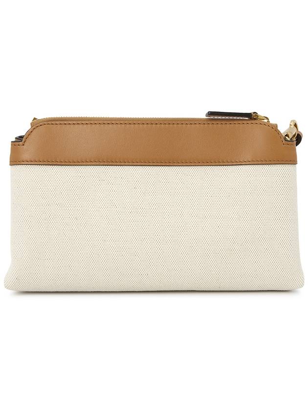 V logo signature canvas clutch bag brown beige - VALENTINO - BALAAN 5