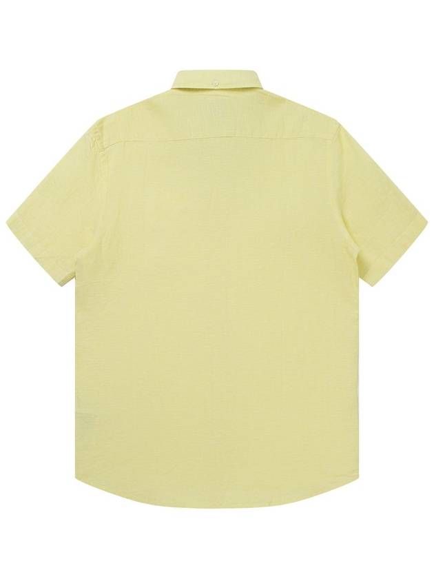 Men's Linen Emblem Embroidery Short Sleeve Shirt Lemon SW23ESH05LO - SOLEW - BALAAN 3