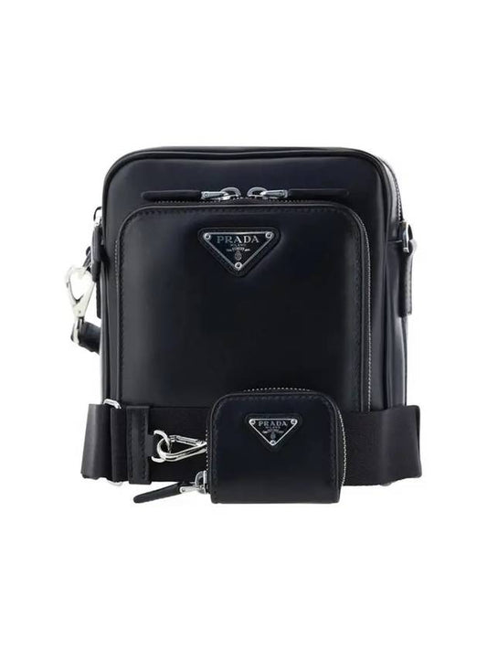 Triangle Metal Logo Shoulder Bag Black - PRADA - BALAAN 1