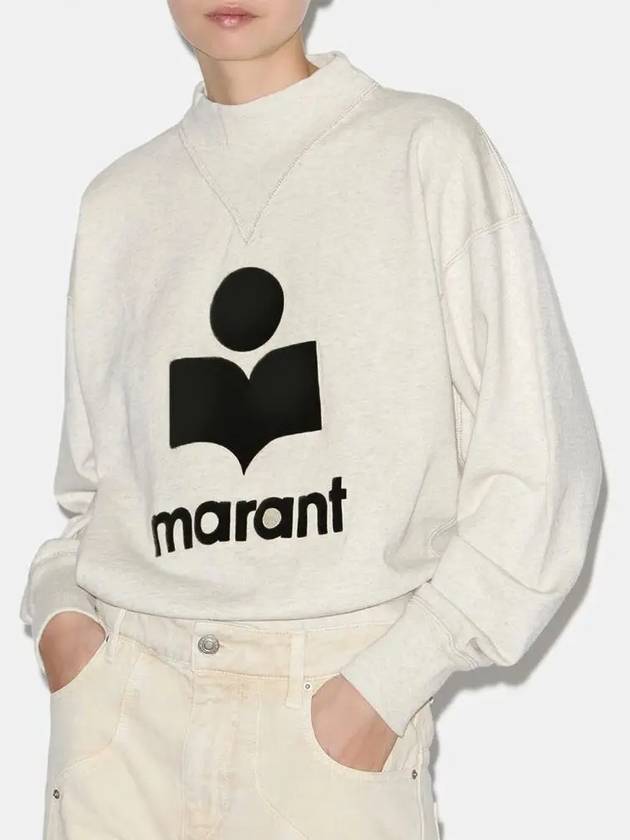 Isabel Marant Moby Velvet Logo Sweatshirt Ecru SW0003FA A1M07E 23EC - ISABEL MARANT ETOILE - BALAAN 2