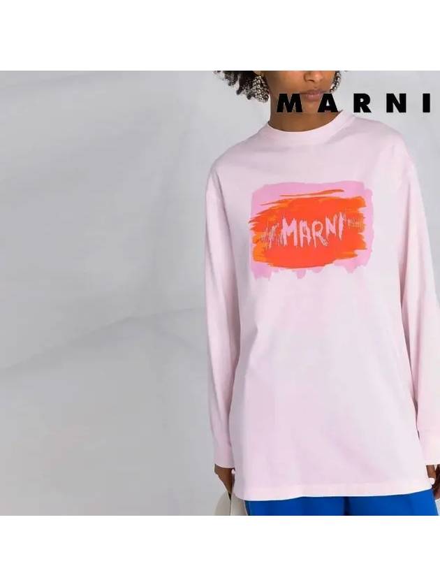 Logo Print Loose Fit Jersey Long T-Shirt Pink THJE0129PI USCU64 PLC09 - MARNI - BALAAN 3