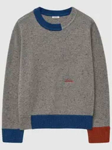 Color Block Crewneck Knit Top Grey - TABB LUDENS - BALAAN 1