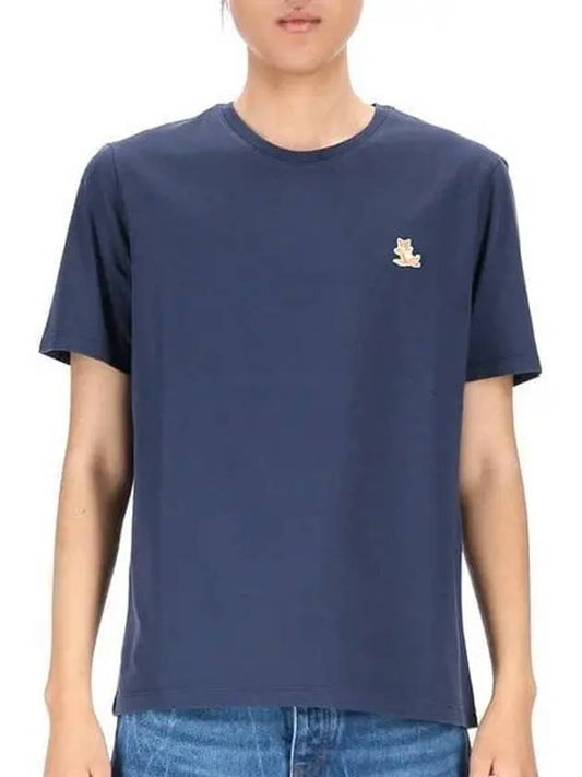 Chillax Fox Patch Regular Short Sleeve T-Shirt Navy - MAISON KITSUNE - BALAAN 2