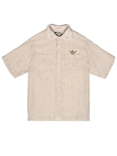 Ginger Linen Short Sleeve Shirt Beige - IOEDLE - BALAAN 1