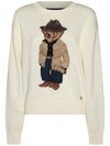 Bear Crew Neck Cotton Knit Top Cream - POLO RALPH LAUREN - BALAAN 1