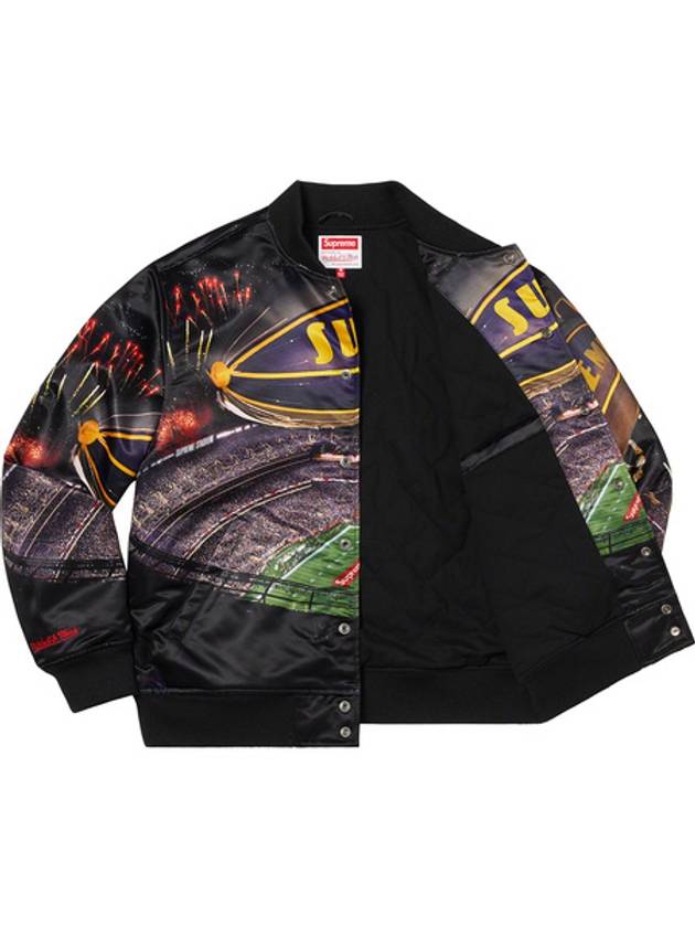 x Mitchell Ness Stadium Satin Varsity Jacket Black ® Mitchell Ness® Stadium Satin Varsity Jacket - SUPREME - BALAAN 5