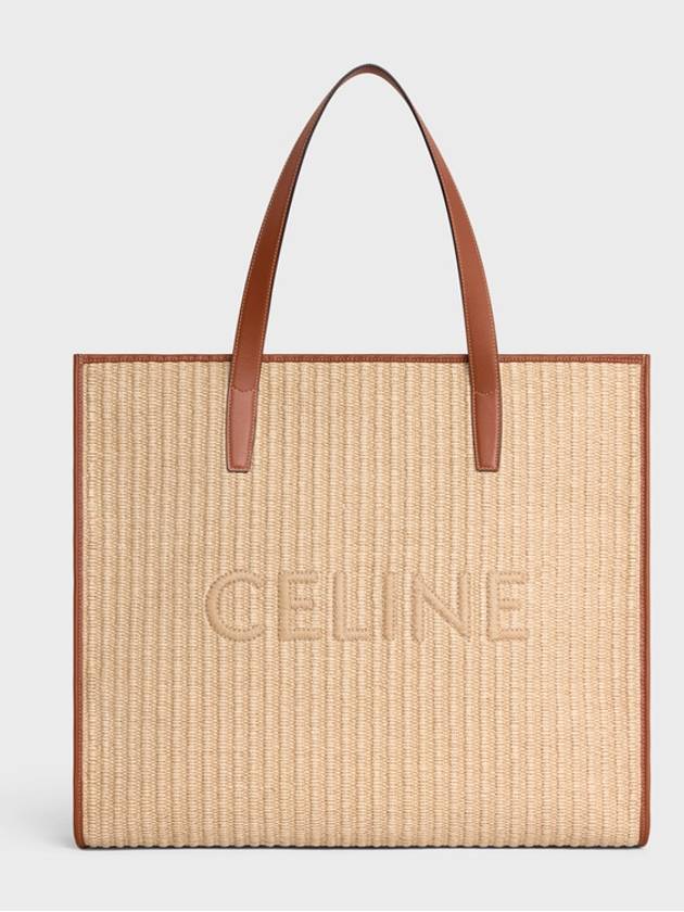 Large Cabas Raffia Effect Textile Celine Embroidery Tote Bag Natural - CELINE - BALAAN 3