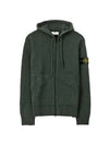 Wappen Patch Wool Knit Zip Up Hoodie Green - STONE ISLAND - BALAAN 1