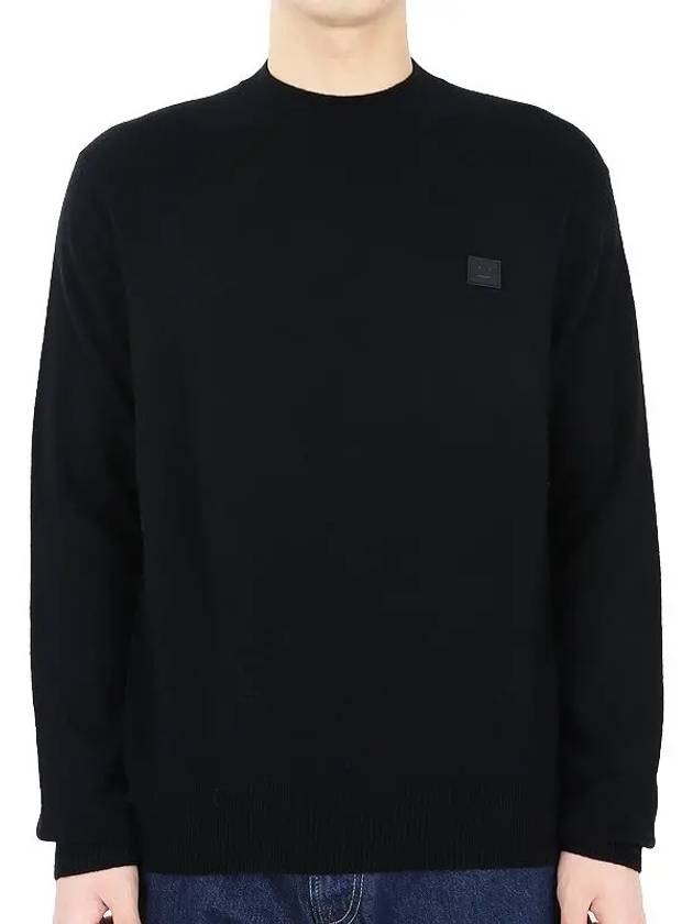 Face Patch Crew Neck Knit Top Black - ACNE STUDIOS - BALAAN 3