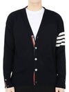 Men's Sustainable Classic Diagonal Wool Cardigan Navy - THOM BROWNE - BALAAN 3