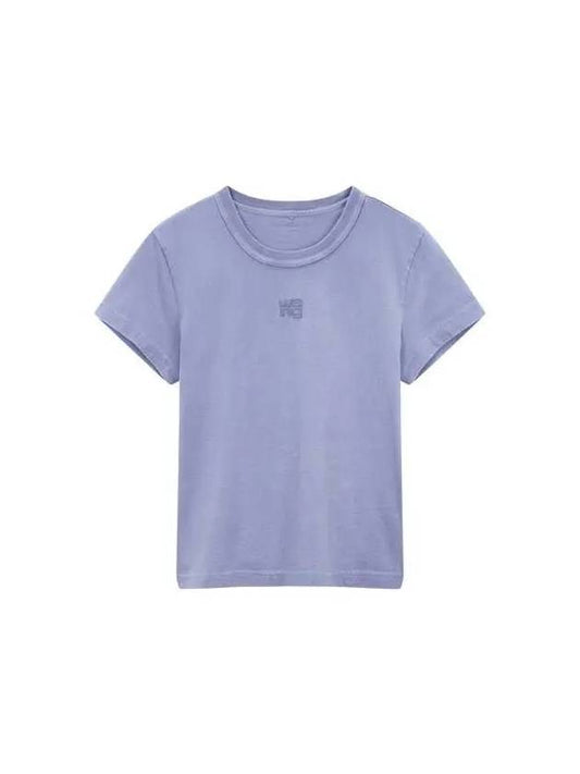 Embossed Logo Short Sleeve T Shirt Blue - ALEXANDER WANG - BALAAN 1