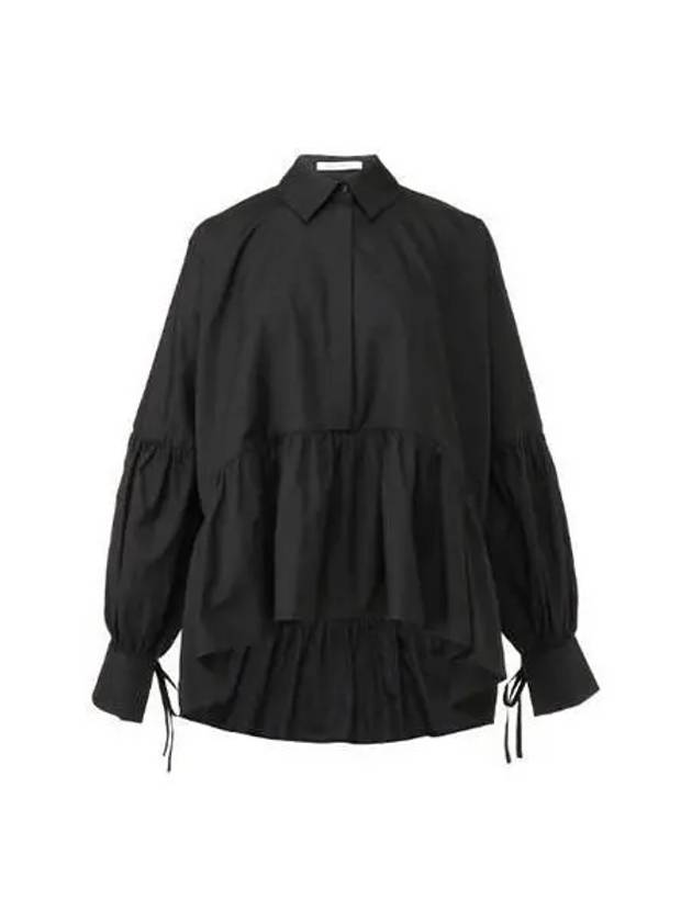 Ruffle long sleeve shirt black EDI0005 - CECILIE BAHNSEN - BALAAN 1