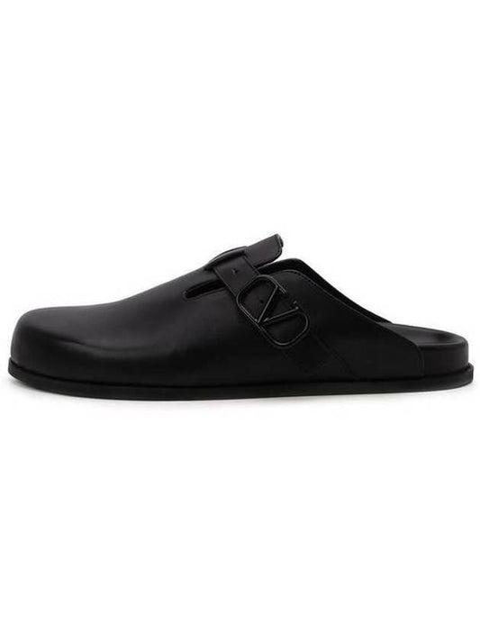 Men's V Logo Signature Leather Sandals Black - VALENTINO - BALAAN 2