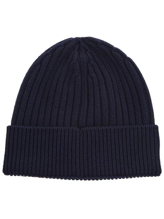 Grenoble Logo Patch Wool Beanie Midnight Blue - MONCLER - BALAAN 3